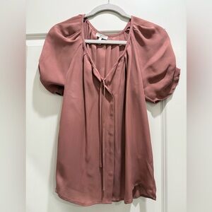Joie Dusty Rose Tie-Front Blouse